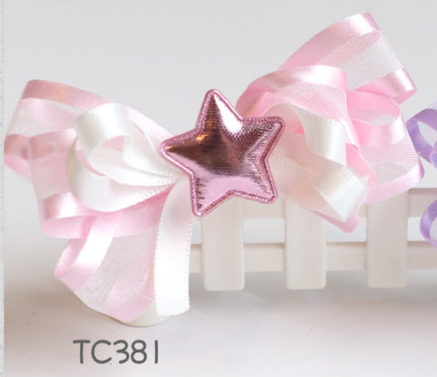 Elegant Big Bow glitter Star and Crown Hair Clips (TC381-TC383)